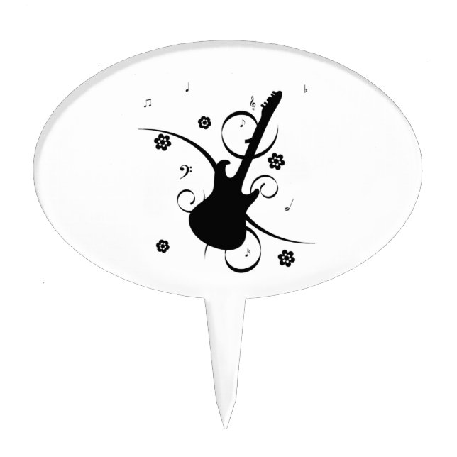 Guitar With Musical Notes Cake Topper (Front)