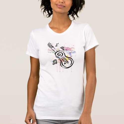 Guitar with musical notes_graphic design T_Shirt T_Shirt
