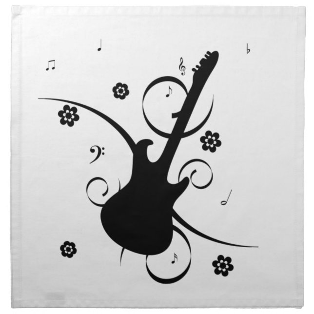 Guitar With Musical Notes Napkin (Front)