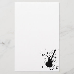 Guitar With Musical Notes Stationery