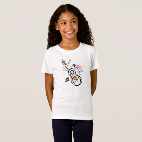 Guitar with watercolor musical notes_T_Shirt T_Shirt