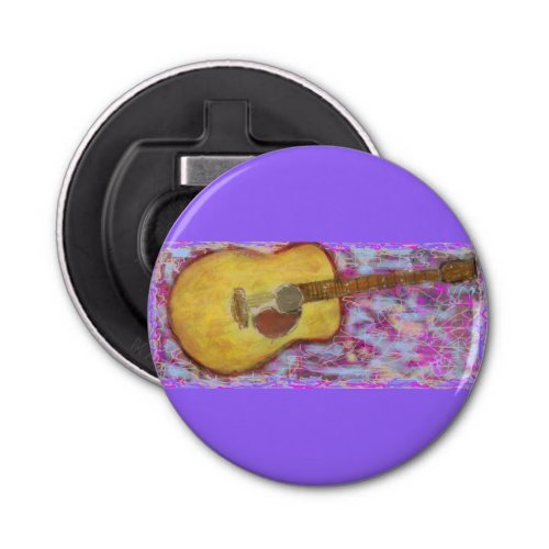 guitar with yellow patina bottle opener