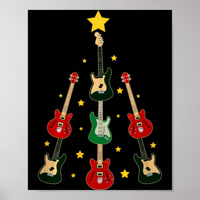 Guitar Xmas Tree Musical Guitar Lovers Guitarist C Poster (Front)