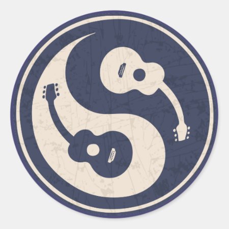 Guitar Yang -blue Classic Round Sticker