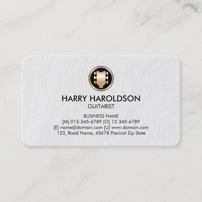 GuitarHeadstock IconGuitarist Premium BusinessCard Business Card (Front)