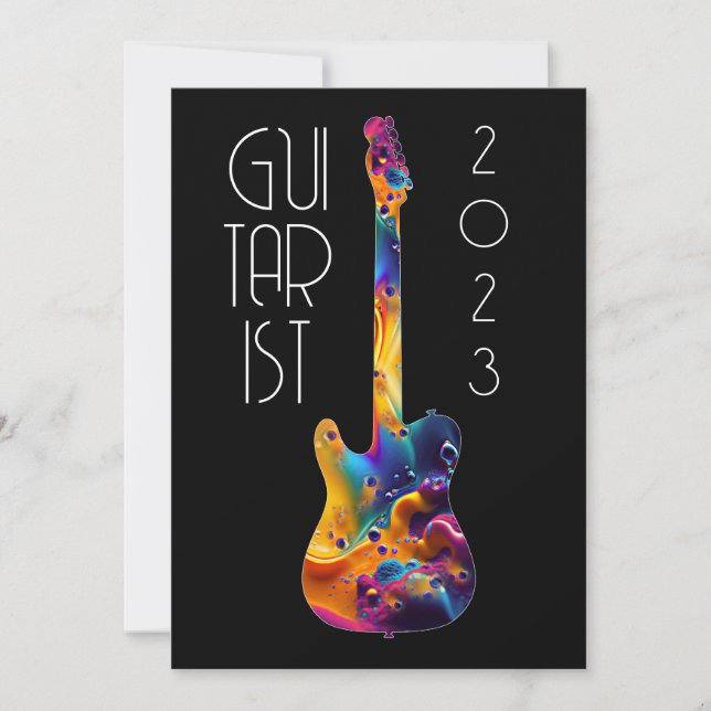 GUITARIST 2023 COLORFUL GUITAR BAND GIFT INVITATION (Front)