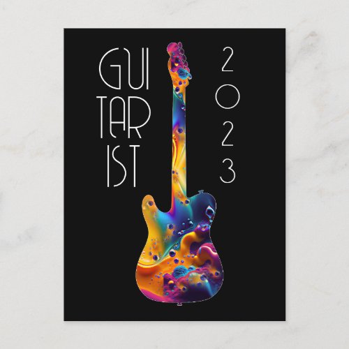 GUITARIST 2023 COLORFUL GUITAR BAND GIFT POSTCARD