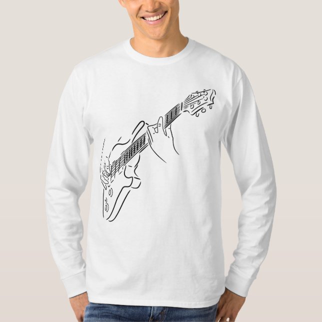 Guitarist and black silhouette of a rock guitar. T-Shirt (Front)