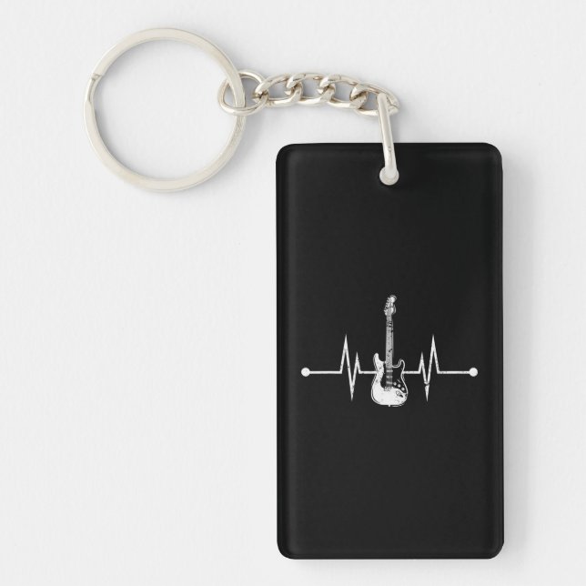 Guitarist Bass Player Heartbeat Bass Guitar Keychain (Front)