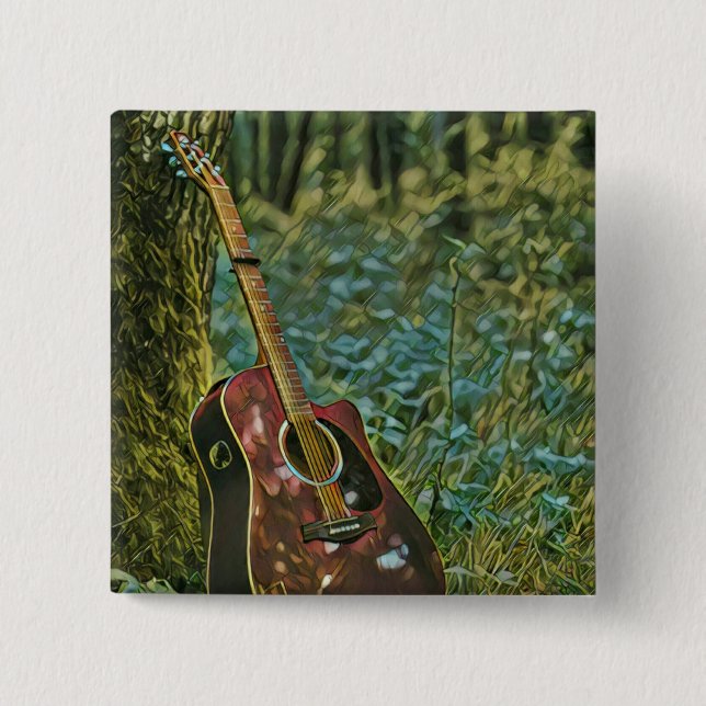 Guitarist birthday gift button (Front)