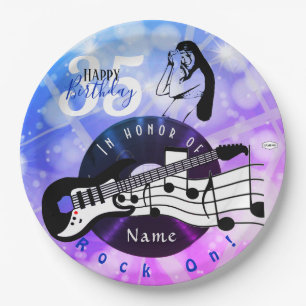 Guitarist Birthday Theme Paper Plate HAMbWG