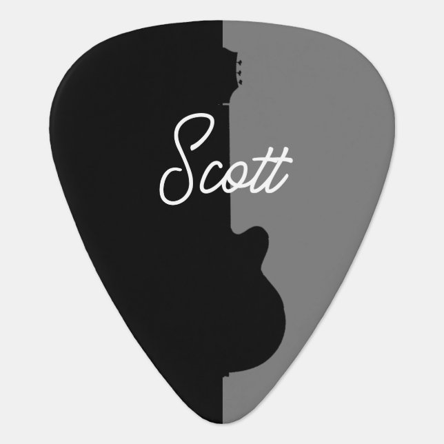 Guitarist Black/Gray Handwritten Name Modern Guitar Pick (Front)