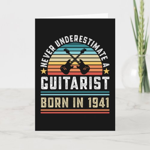 Guitarist born 1941 80th Birthday Guitar Gift Dad Card