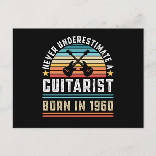 Guitarist born 1960 60th Birthday Guitar Gift Dad Postcard