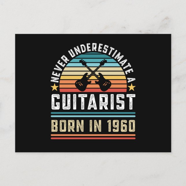Guitarist born 1960 60th Birthday Guitar Gift Dad Postcard (Front)