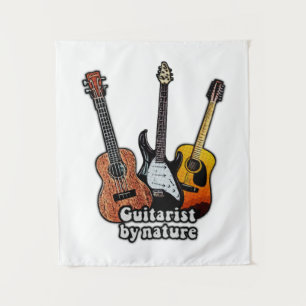 Guitarist by nature. colorful guitars tapestry
