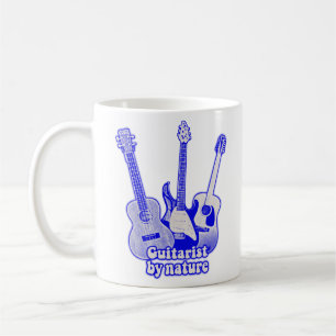 Guitarist by nature. retro blue guitars coffee mug