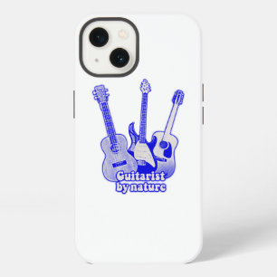 Guitarist by nature. retro blue guitars iPhone 13 case