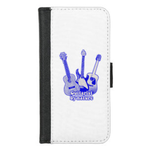 Guitarist by nature. retro blue guitars iPhone 8/7 wallet case