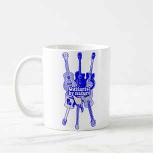 Guitarist by nature. vintage blue guitar coffee mug