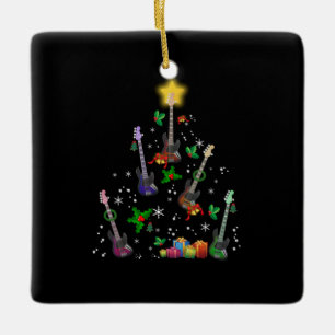 Guitarist Christmas Tree Guitar Birthday Ceramic Ornament