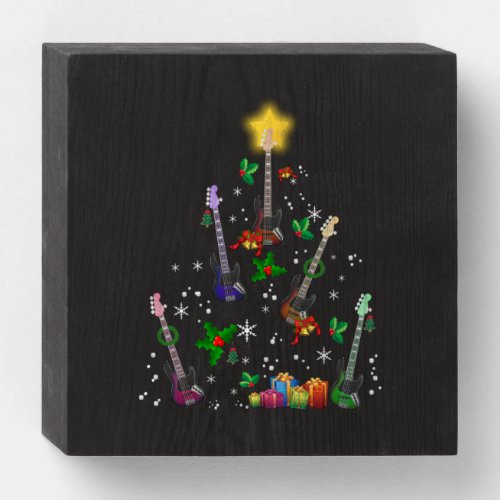 Guitarist Christmas Tree Guitar Birthday Wooden Box Sign