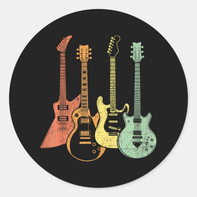 Guitarist Colorful Musical Instruments Guitars Classic Round Sticker (Front)