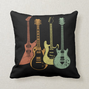 Guitarist Colorful Musical Instruments Guitars Throw Pillow