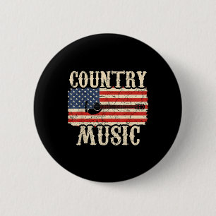 Guitarist Country Music Guitar American Flag Birth Button