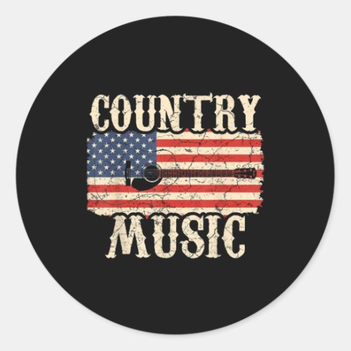 Guitarist Country Music Guitar American Flag Birth Classic Round Sticker