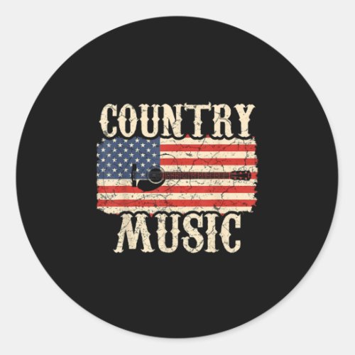 Guitarist Country Music Guitar American Flag Birth Classic Round Sticker