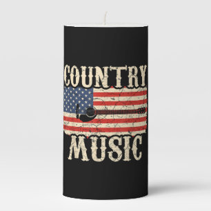 Guitarist Country Music Guitar American Flag Birth Pillar Candle
