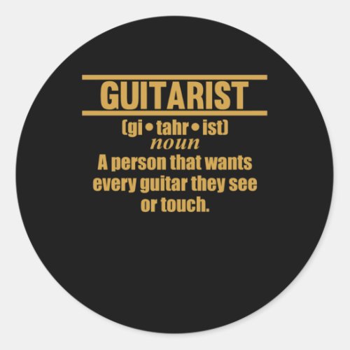 Guitarist Definition Guitar Music Player Musician Classic Round Sticker