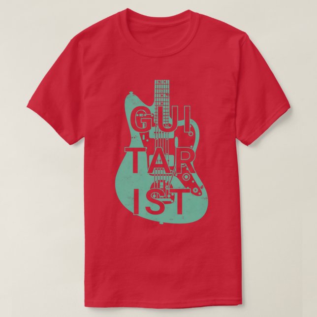 Guitarist Electric Guitar Body Surf Green Color T-Shirt (Design Front)