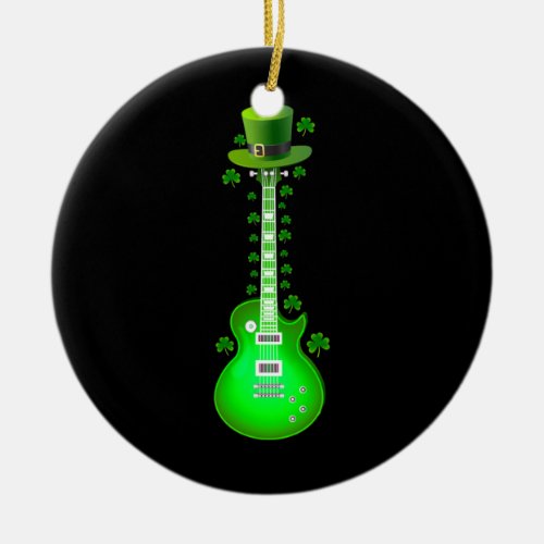 Guitarist Electric Guitar Leprechaun St Patricks Ceramic Ornament