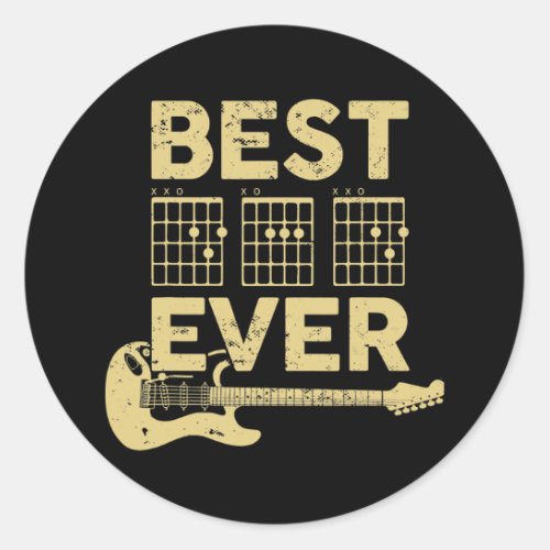 Guitarist Father Best Dad Ever Chord Guitar Funny Classic Round Sticker