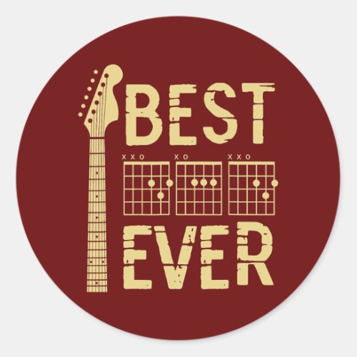 Guitarist Father Best Dad Ever D A D Chord Gift Classic Round Sticker