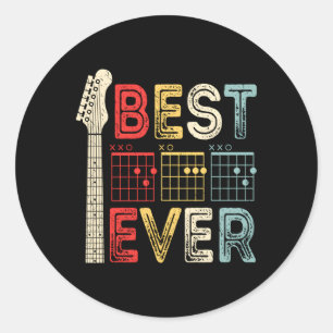 Guitarist Father'S Day Best Dad Ever Dad Chord Gui Classic Round Sticker