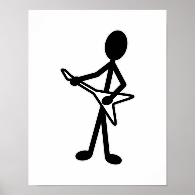 Guitarist Flying V Stick Figure Poster (Front)