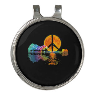 Guitarist Guitar Lake Shadow Peace Love Guitar Golf Hat Clip