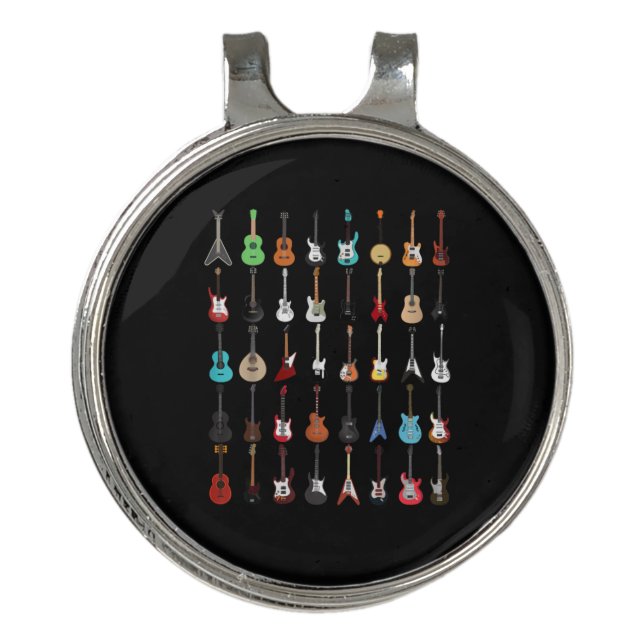 Guitarist Guitar Musical Instrument Rock and Roll Golf Hat Clip (Front)