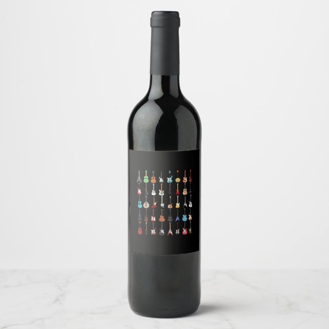 Guitarist Guitar Musical Instrument Rock and Roll Wine Label (Front)