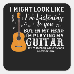 Guitarist Guitar Player Electric Funny Gift Idea Square Sticker