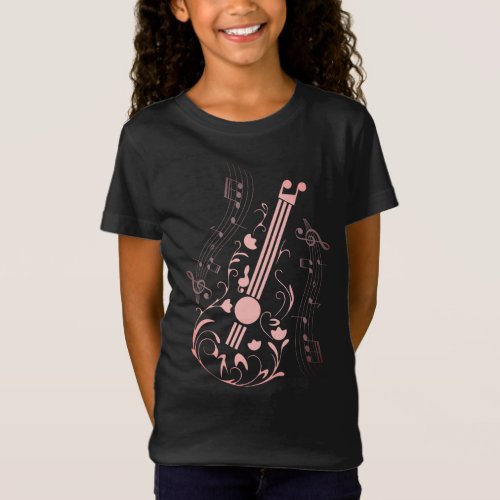 Guitarist Guitar Player Music Pink Girl T_Shirt