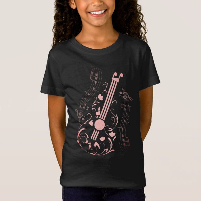Guitarist Guitar Player Music Pink Girl T-Shirt (Front)