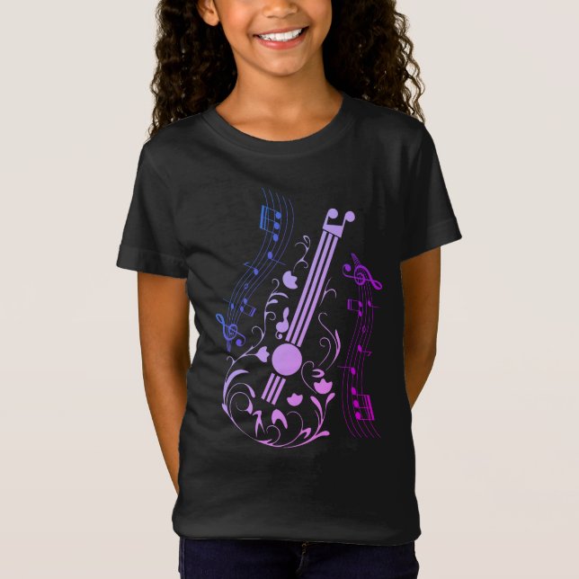 Guitarist Guitar Player Music Purple Girl T-Shirt (Front)