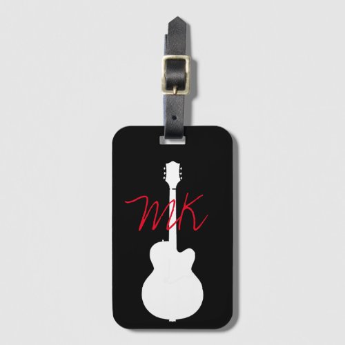 guitarist guitarplayer cool simple black luggage tag