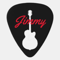 guitarist handwritten font-style name black guitar pick