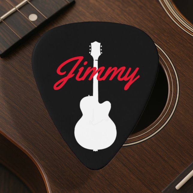 Guitarist Handwritten Red Name on Black Guitar Pick (Creator Uploaded)