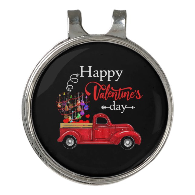 Guitarist Happy Valentines Day Guitarist Birthday Golf Hat Clip (Front)